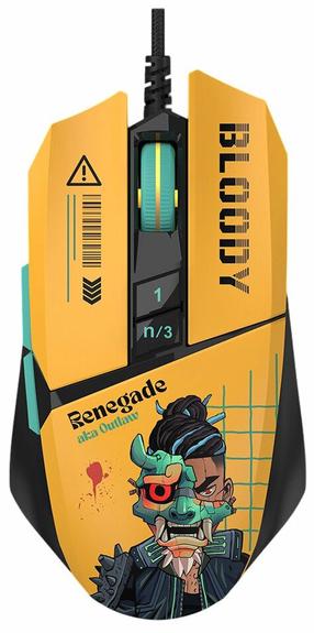 Žaidimų pelė A4Tech Bloody W63 MAX Renegate, juoda/geltona