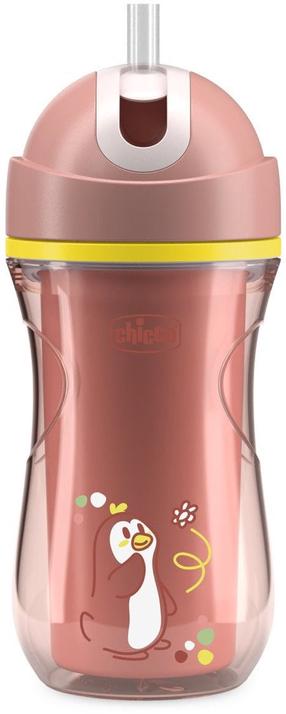 Dzeramā pudele ar silikona salmiņu Chicco Mix & Match Sport, 266 ml, 14 mēn., plastmasa, rozā krās.