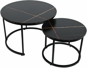 Kavos staliukų komplektas Paola Duo, juodas, 50 - 70 cm x 70 cm x 39 - 47 cm, 2 vnt.