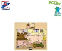 Lavinimo žaislas WOODY Educational Puzzle Pigs, įvairių spalvų, 12 vnt.