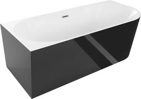 Vonia, laisvai pastatoma/kampinė Mexen Mia, 80 cm x 170 cm x 58 cm, kairinė, balta sp./juoda sp.