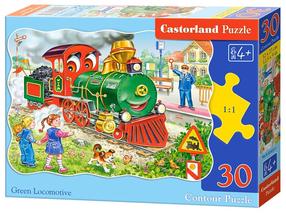 Dėlionė Castorland Green Locomotive 30 el. B-03433-1, 32 cm x 23 cm, 30 vnt., žalia sp.