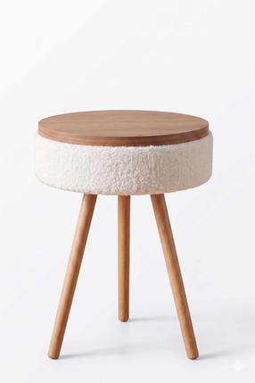 Kavos staliukas Kalune Design Pekapuf01, ruda sp./balta sp., 33 cm x 33 cm x 55 cm