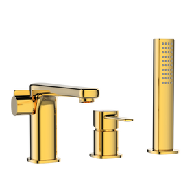Краевой смеситель для ванны Invena Glamour BW-02-S09-V, золотой цв.