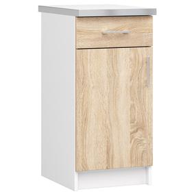 Apatinė virtuvinė spintelė Akord Furniture Factory Lima S40 SZ1, balta sp./šviesiai ruda sp., 44.5 cm x 40 cm x 82 cm