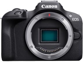 Bezspoguļa kamera Canon EOS R100, melna krās.