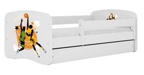 Bērnu gulta Kocot Kids Basketball, balta krās., 80 x 180 cm, ar nodalījumu gultas veļai, bez matrača