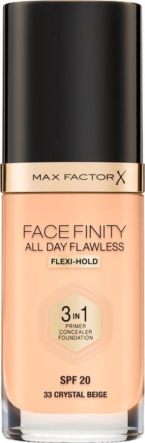 Grima bāze Max Factor Facefinity 3in1, gaiši brūna krās., 33 crystal beige, 30 ml