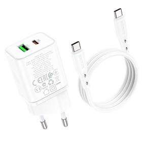 Telefona lādētājs Borofone BN7 Type-C 20W/USB-A 18W PD20W+QC3.0 + Type-C, 100 cm, 20 W