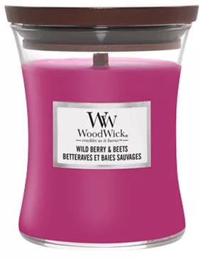 Svece, aromātiskā WoodWick Wild Berry & Beets, 65 h, 275 g, rozā krās.