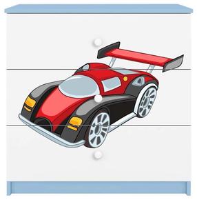 Vaikiška komoda Kocot Kids Babydreams Racing Car, mėlyna sp./balta sp., 41 cm x 80 cm x 80.5 cm