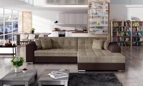 Kampinė sofa Sorento Berlin 03, Soft 66, šviesiai ruda sp./tamsiai ruda sp., dešininė, 195 x 295 cm x 80 cm