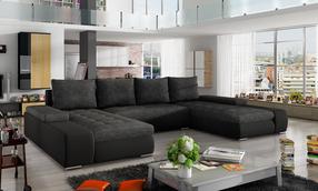 Kampinė sofa Marino Berlin 02, Soft 11, juoda sp./tamsiai pilka sp., 200 x 363 cm x 88 cm
