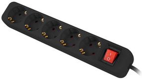 Buitinis ilgintuvas Lanberg PS1-05F-0300-BK, 3 m, 5 lizdų, su jungikliu, juoda sp.