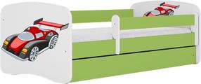 Детская кровать Kocot Kids Babydreams Racing Car, белый цв./зеленый цв., 80 x 180 cm, без ящика для постельных принадлежностей, с матрасом