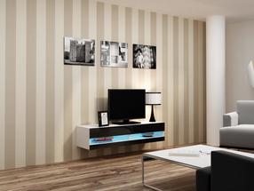 ТВ стол Cama Meble Vigo New 140, белый цв./черный цв., 140 см x 30 см x 140 см