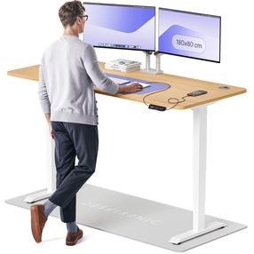 Kompiuterio stalas reguliuojamo aukščio Desktronic HomePro, 180 cm x 80 cm, 61 - 125.5 cm, ąžuolo sp./balta sp.