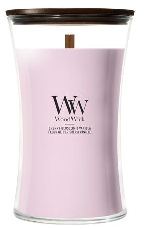 Свеча, ароматическая WoodWick Cherry Blossom & Vanilla, 90 - 140 час, 609 г, розовый цв.