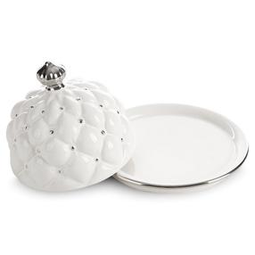 Serviravimo lėkštė Adore, 16 cm x 16 cm x 12 cm, Ø 16 cm, balta sp./sidabro sp., keramika