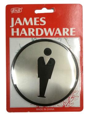 Infomärk James Hardware SN001-5 SS, Ø 9.7 cm, plastik/teras/roostevaba teras, hõbe v./must v.