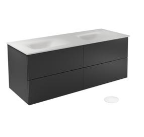 Vannitoakapp valamuga Besco Akya Classic, läbipaistev v./valge v./must v., 52.5 cm x 131 cm x 50.7 cm