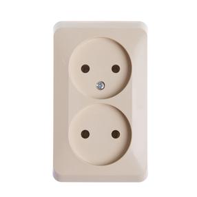 Dubultā kontaktligzda Schneider Electric Prima WDE001140, rozete bez zemējuma, bēša krās.