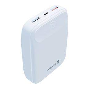Evelatus EPB07 10000mAh Kompakts Power Bank x2 USB Ātrs 18W uzlāde Balta