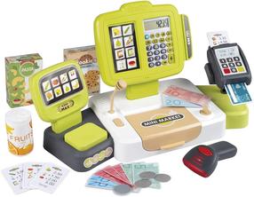 Veikala rotaļlietas, kases aparāts Smoby Cash Register, zaļa krās.