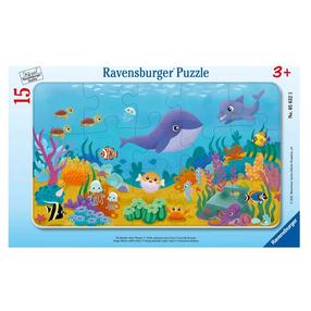 Пазл Ravensburger Young Animals Under Water, 19 см x 29 см, 15 шт., многоцветный