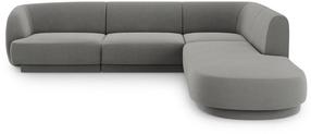 Stūra dīvāns Micadoni Home Miley Velvet 6 Seats, gaiši pelēka krās., labais, 252 x 220 cm x 74 cm