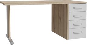 Rakstāmgalds ar atvilktnēm Forte DCTB21R-L26, 160 cm x 80 cm, 72.8 cm, balta krās./brūngans krās.