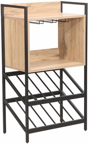 Butelių lentyna Home4you Hannes, ruda sp./juoda sp., 30 cm x 51 cm x 90 cm