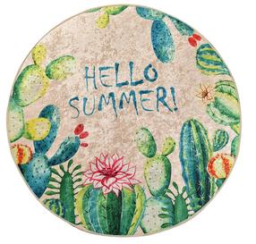 Vonios grindų kilimėlis Foutastic Hello Summer 359CHL4251, mėlyna sp./smėlio sp./žalia sp., 140 cm x 140 cm, Ø 140 cm