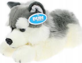 Pliušinis žaislas šuo Husky, balta sp./pilka sp., 42 cm
