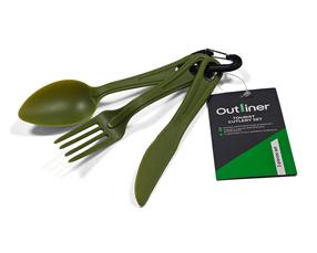 Matka söögiriistad Outliner, plastik, roheline v., 3 tk