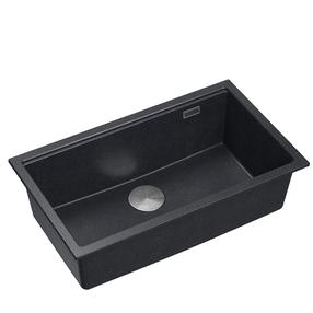 Virtuves izlietne Quadron Logan 110, granīts, 76 cm x 45 cm x 23.5 cm, melns krās./nerūsējošā tērauda krās./pelēka krās.