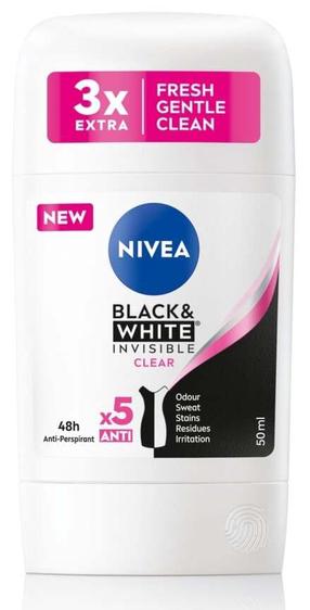 Moteriškas dezodorantas Nivea Black&White Invisible Clear, 50 ml