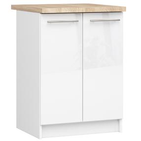 Apatinė virtuvinė spintelė Akord Furniture Factory Oliwia S60 2D, balta sp., 46 cm x 60 cm x 85 cm