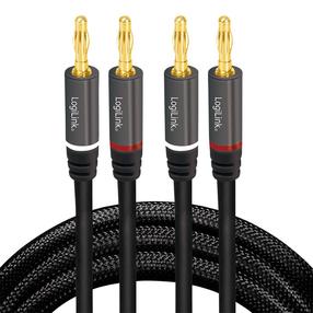 Кабель Logilink CA1210 2 x Banana Male, 2 x Banana Male, 3 м, черный цв.
