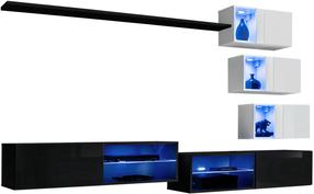 Sekcija ASM Switch XXIV, skaidri sp./balta sp./juoda sp., 250 cm x 40 cm x 150 cm