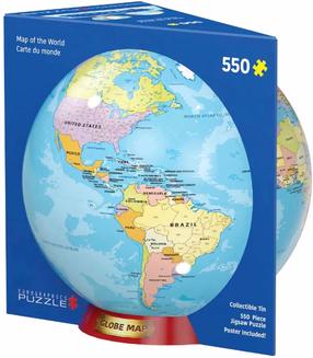 Puzle Eurographics World Map Metal Box, 33 cm x 48 cm, 550 gab., daudzkrāsaina