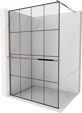 Dušo sienelė Mexen Kioto+ Walk-In, 130 cm x 200 cm, juoda sp./rausvojo aukso sp./grūdintas