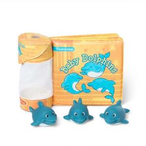 Vonios žaislas, knygos ir žaislų rinkinys Melissa & Doug Baby Dolphins, mėlyna sp./oranžinė sp.
