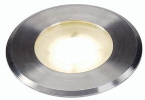 Įleidžiamas lauko šviestuvas SLV Dasar Flat 80, 3.5W, LED, IP67, nerūdijančiojo plieno sp., 8 cm x 6 cm