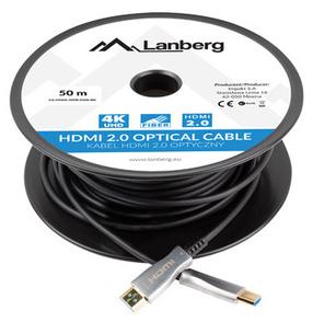 Кабель Lanberg CA-HDMI-20FB-0500-BK HDMI male, HDMI male, 50 м, черный цв./серый цв.