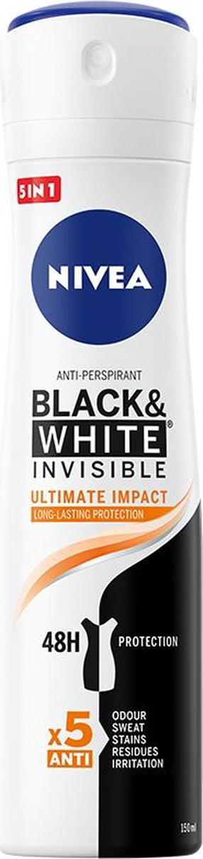 Moteriškas dezodorantas Nivea Black & White Invisible Ultimate Impact, 150 ml