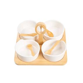 Servēšanas komplekts Homla Fincan 703966, brūna krās./balta krās., porcelāna/bambuss