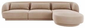 Kampinė sofa Cosmopolitan Design Tulum Velvet Bluvel 28, beige melange sp., dešininė, 156 x 255 cm x 70 cm