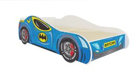 Детская кровать ADRK Batcar, синий цв., 70 x 140 cm, без ящика для постельных принадлежностей, с матрасом
