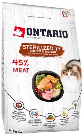 Kuiv kassitoit Ontario Sterilised 7+, kanaliha, 0.4 kg
